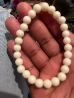 Elegant White Beaded Stretch Bracelet for Women